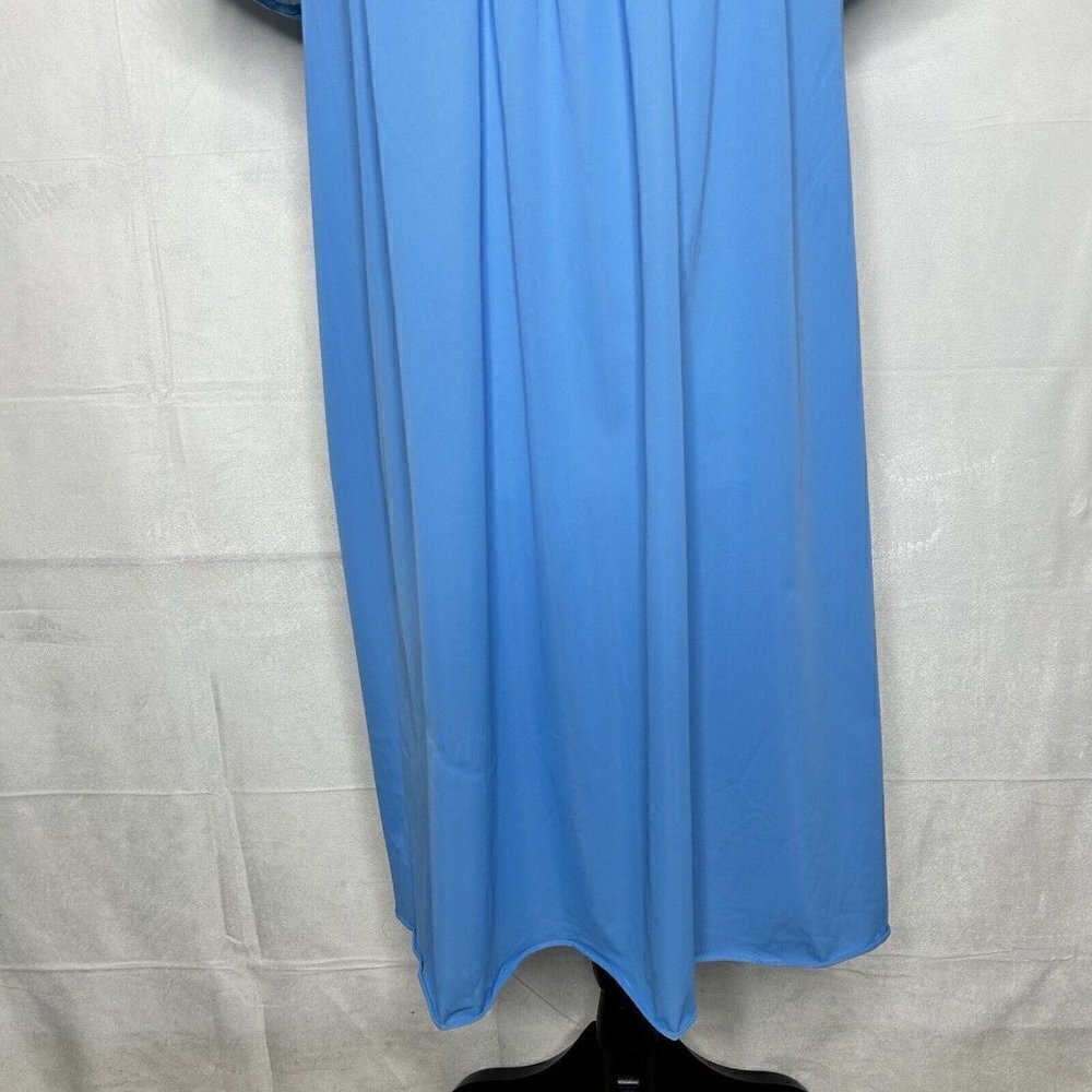 Vanity Fair Vintage Nightgown Blue Silky Nylon Lace Top Gown Sz 38 (M) USA Vtg - Picture 3 of 10